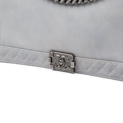 Chanel Boy Bag Quilted Grey Shoulder Bag