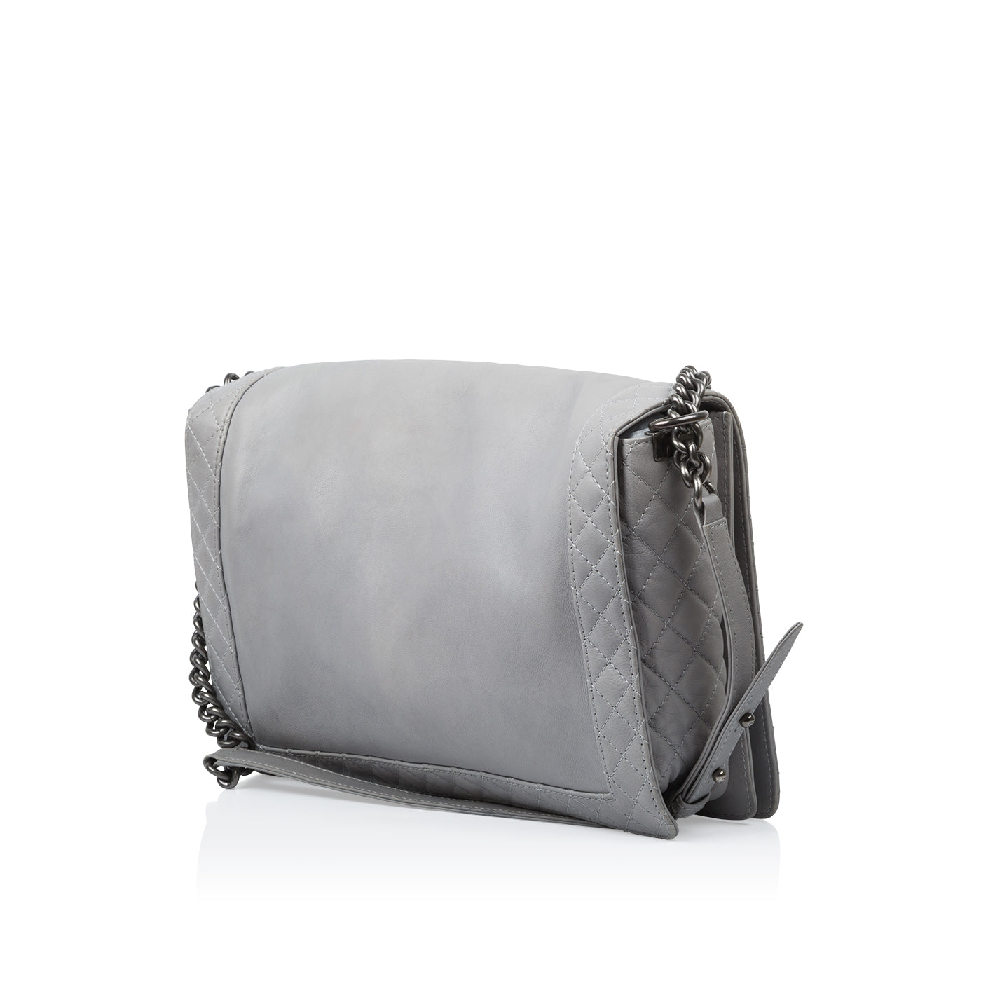 Chanel Boy Bag Quilted Grey Shoulder Bag