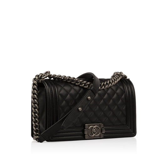 Chanel Boy Bag Caviar Black Shoulder Bag Style 16