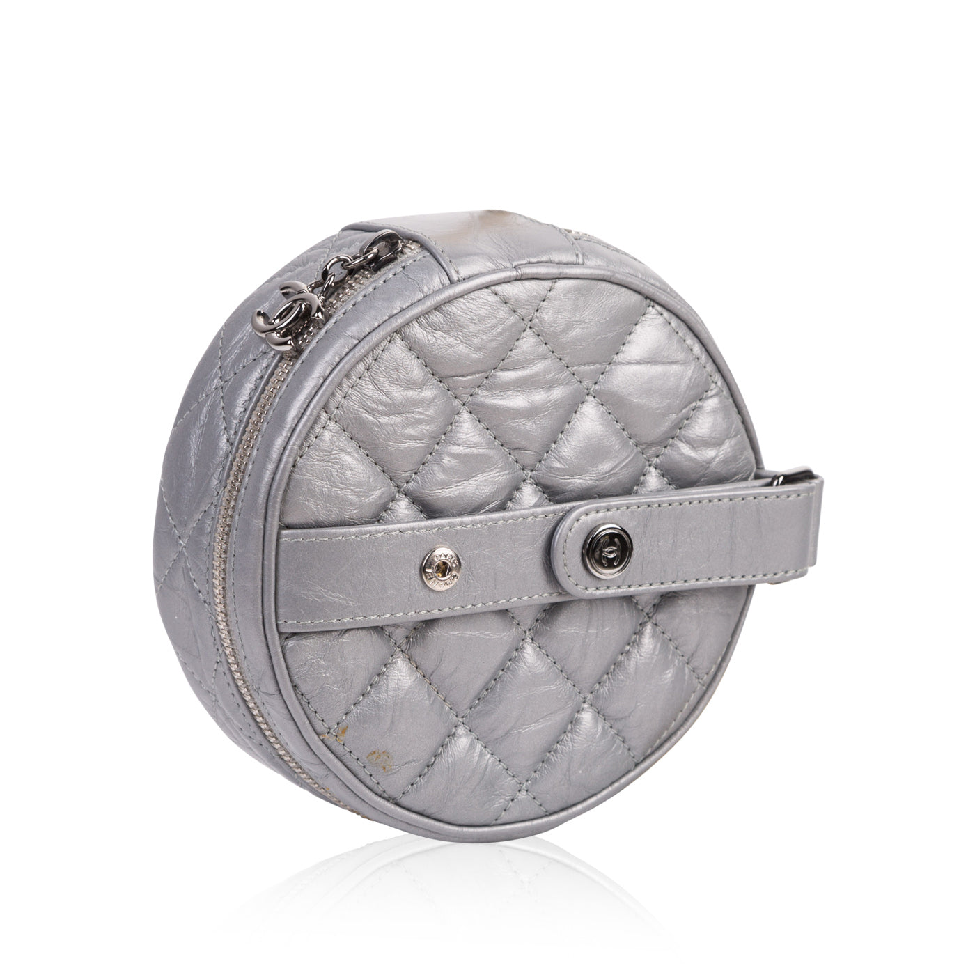 Chanel Medallion Calfskin Silver Clutch