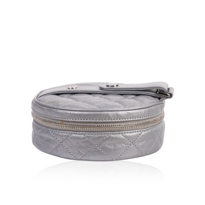 Chanel Medallion Calfskin Silver Clutch
