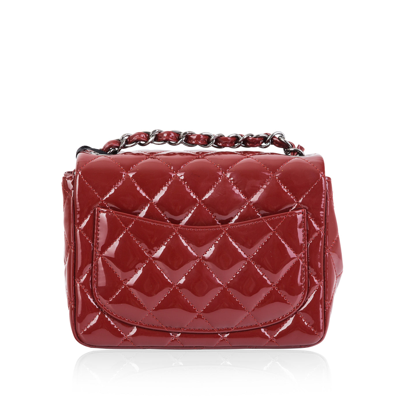 Chanel Classic Flap Patent Leather Silver Shoulder Bag Style 2