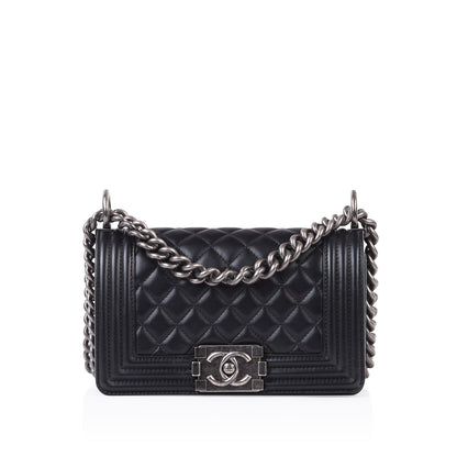 Chanel Boy Bag Lambskin Black Shoulder Bag Style 74