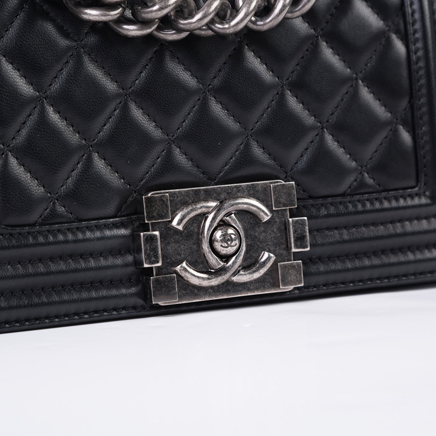 Chanel Boy Bag Lambskin Black Shoulder Bag Style 74