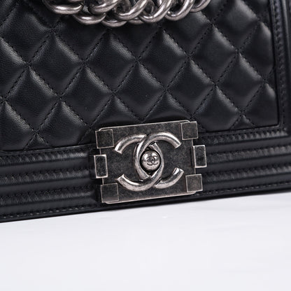 Chanel Boy Bag Lambskin Black Shoulder Bag Style 74