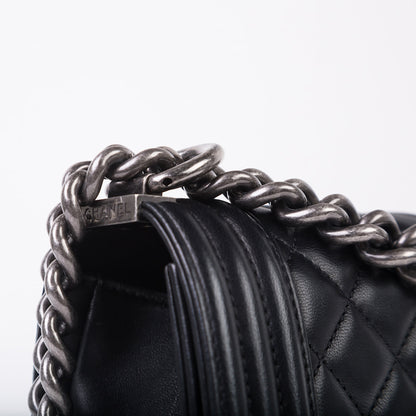 Chanel Boy Bag Lambskin Black Shoulder Bag Style 74