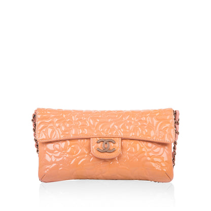 Chanel Peach Patent Camellia Bag