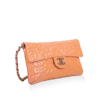 Chanel Peach Patent Camellia Bag