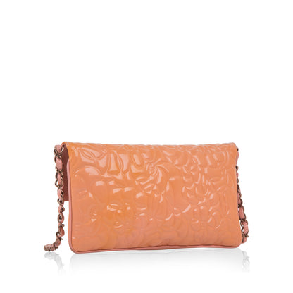 Chanel Peach Patent Camellia Bag
