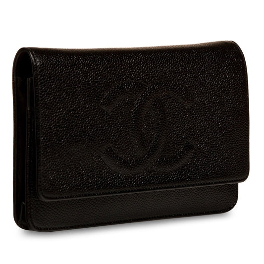 Chanel Wallet On Chain Caviar Black Crossbody Caviar