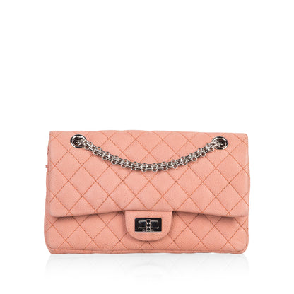 Chanel Classic Flap Leather Silver Shoulder Bag Leather