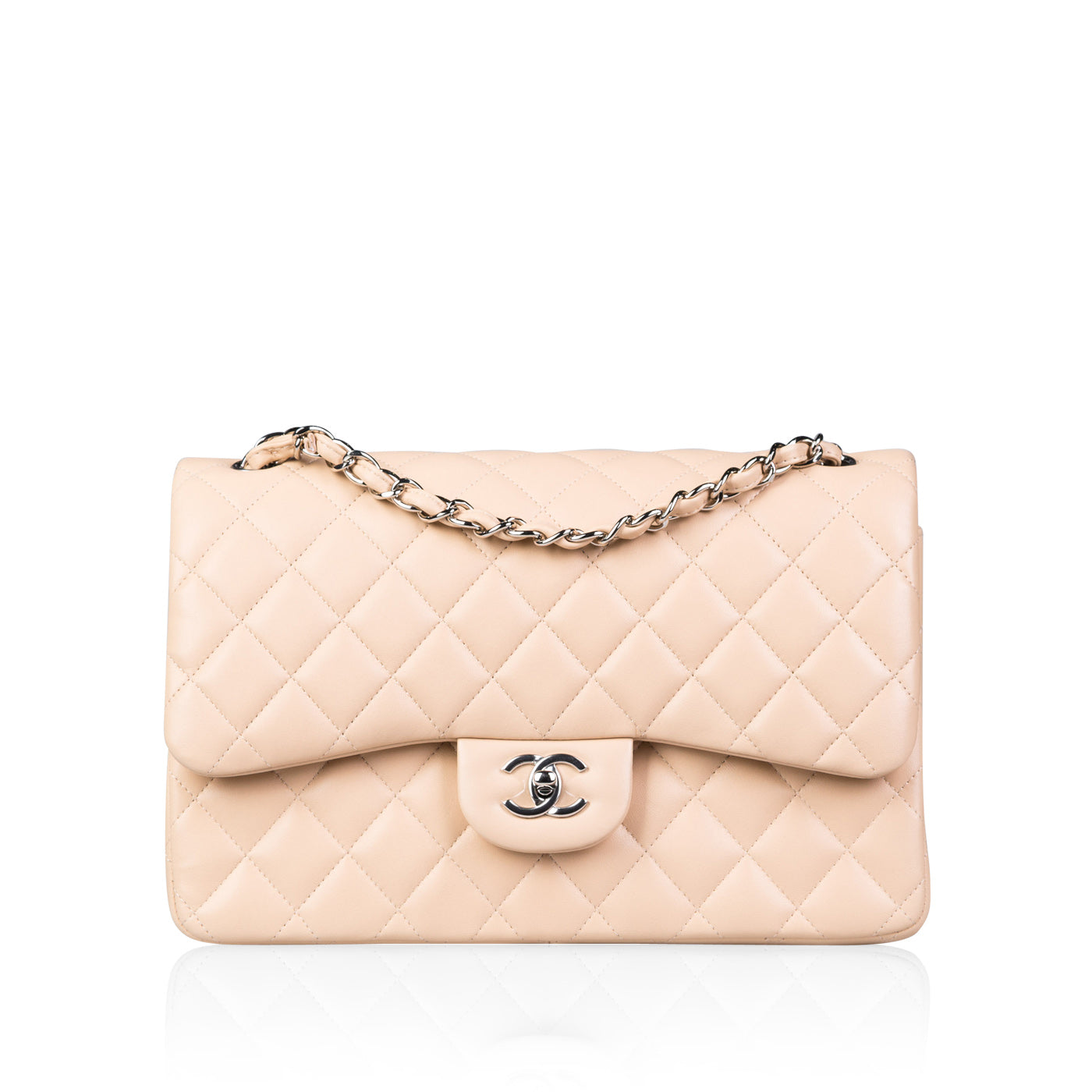 Chanel Classic Flap Lambskin Silver Shoulder Bag Style 31