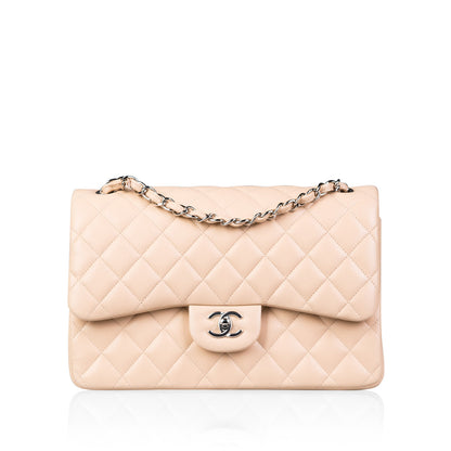 Chanel Classic Flap Lambskin Silver Shoulder Bag Style 31
