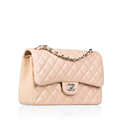 Chanel Classic Flap Lambskin Silver Shoulder Bag Style 13