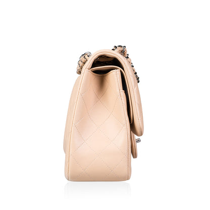 Chanel Classic Flap Lambskin Silver Shoulder Bag Style 13