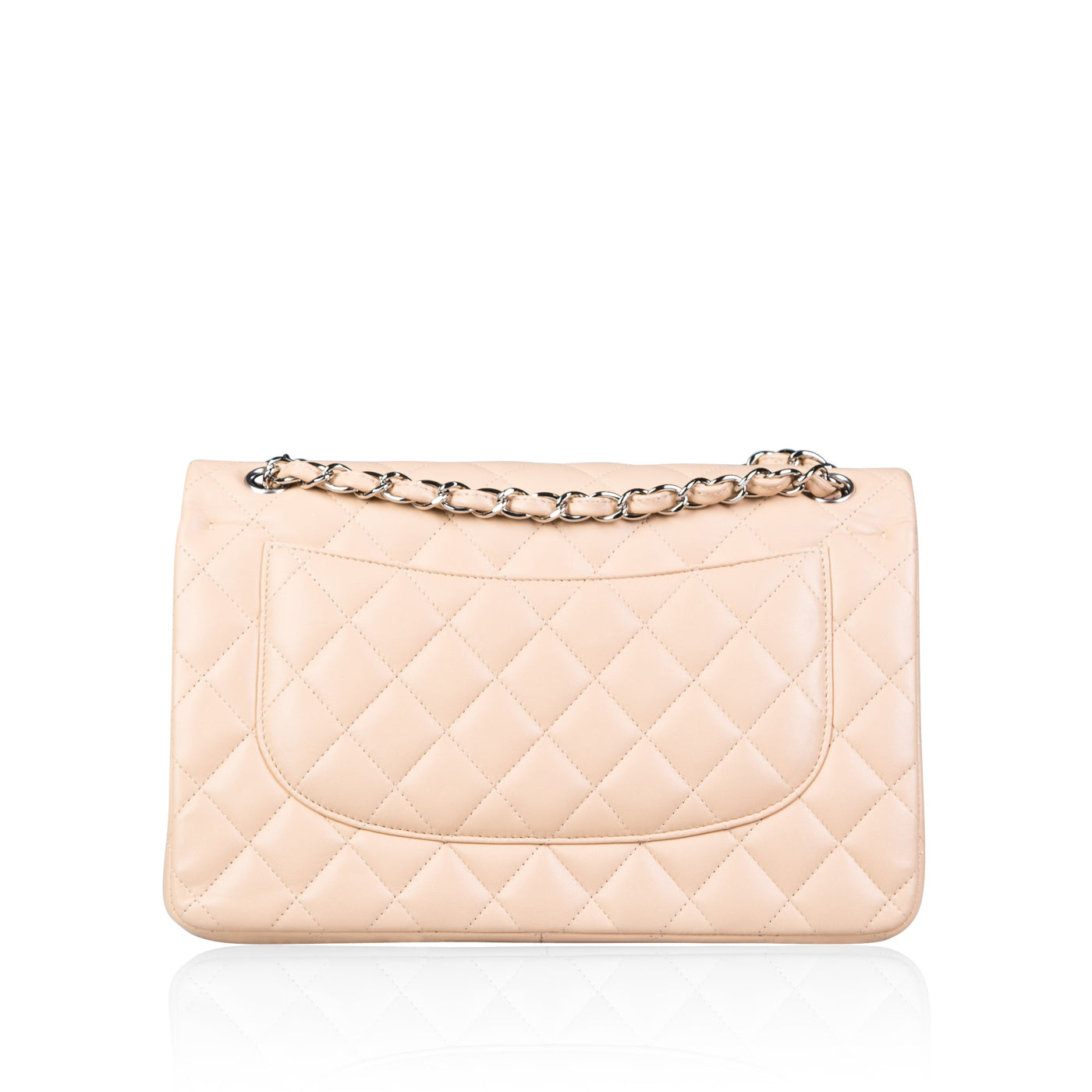 Chanel Classic Flap Lambskin Silver Shoulder Bag Style 13