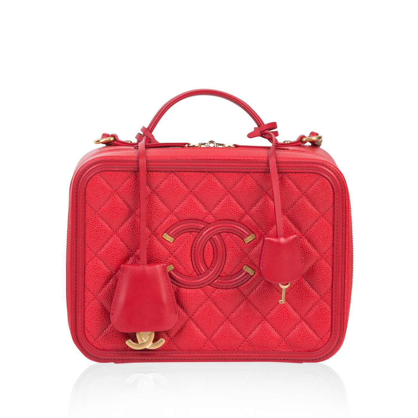 Chanel Vanity Caviar Gold Clutch Style 4