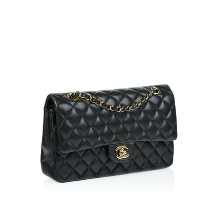 Chanel Classic Flap Lambskin Black Shoulder Bag Style 154