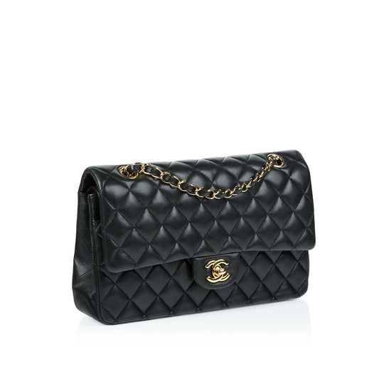 Chanel Classic Flap Lambskin Black Shoulder Bag Style 154