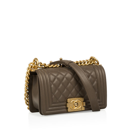 Chanel Boy Bag Lambskin Gold Shoulder Bag Style 17