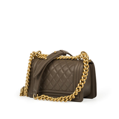 Chanel Boy Bag Lambskin Gold Shoulder Bag Style 17
