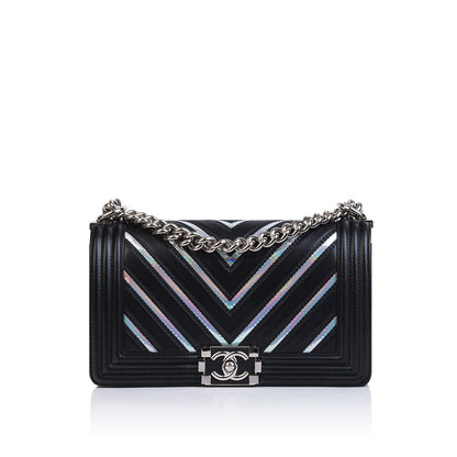 Chanel Boy Bag Lambskin Black Shoulder Bag Style 69