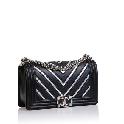 Chanel Boy Bag Lambskin Black Shoulder Bag Style 69