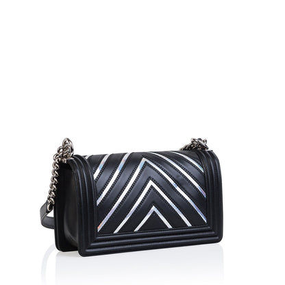 Chanel Boy Bag Lambskin Black Shoulder Bag Style 69