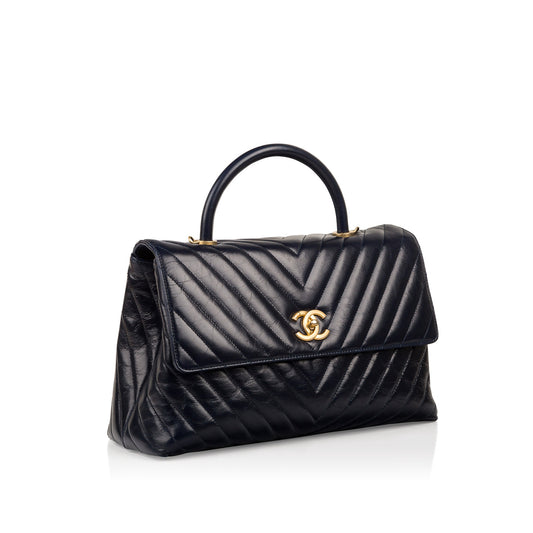 Chanel Coco Handle Calfskin Gold Shoulder Bag Calfskin