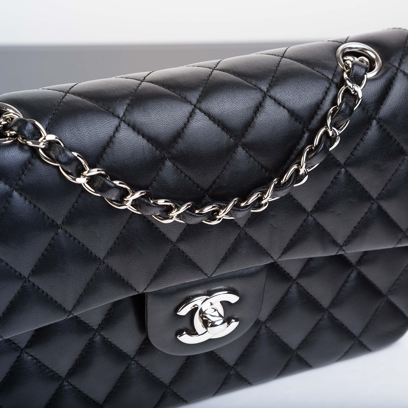 Chanel Classic Flap Lambskin Black Shoulder Bag Style 272