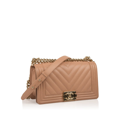 Chanel Boy Bag Lambskin Gold Shoulder Bag Style 14