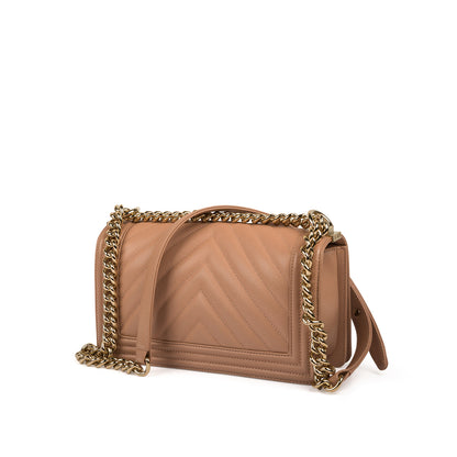 Chanel Boy Bag Lambskin Gold Shoulder Bag Style 14