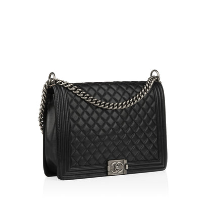 Chanel Boy Bag Lambskin Black Shoulder Bag Style 65