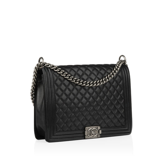 Chanel Boy Bag Lambskin Black Shoulder Bag Style 65