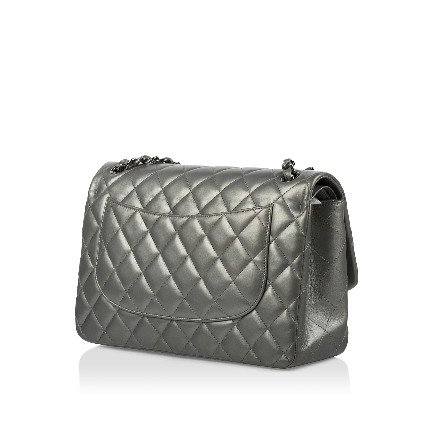 Chanel Classic Flap Lambskin Silver Shoulder Bag Style 29