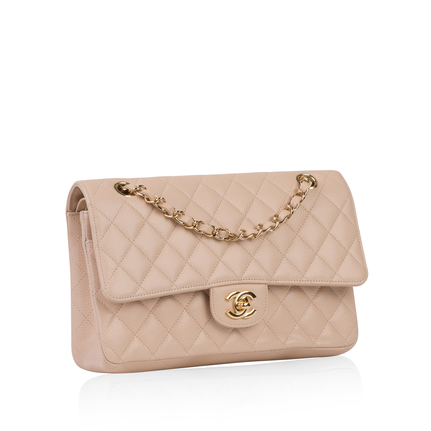 Chanel Classic Flap Caviar Gold Shoulder Bag Style 28