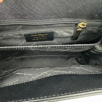 Salvatore Ferragamo Gancini Leather 2Way Hand Bag Black