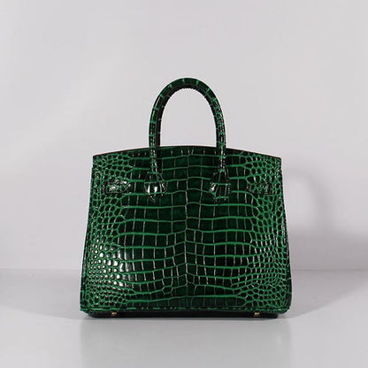 Luxury Hermes Birkin 30Cm Crocodile Leather Bag With Strap Green Gold