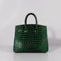 Luxury Hermes Birkin 30Cm Crocodile Leather Bag With Strap Green Gold