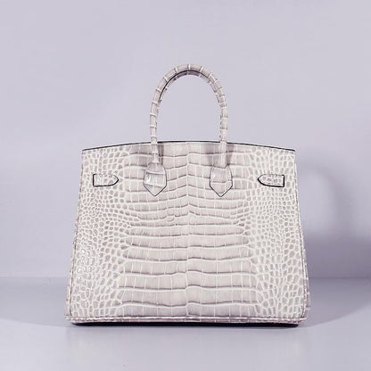 Luxury Hermes Birkin 35Cm Crocodile Leather Handbag Himalaya Gold
