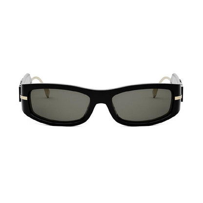 Fendi Sunglasses Oval Full Rim, Shiny Black Frame and Smoke Lens FE40120I01A