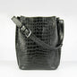 Luxury Hermes Crocodile Vein Shoulder Bag Black Silver