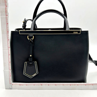 Fendi Black Saffiano Leather Petite Sac 2jours Elite Tote Bag LA15790