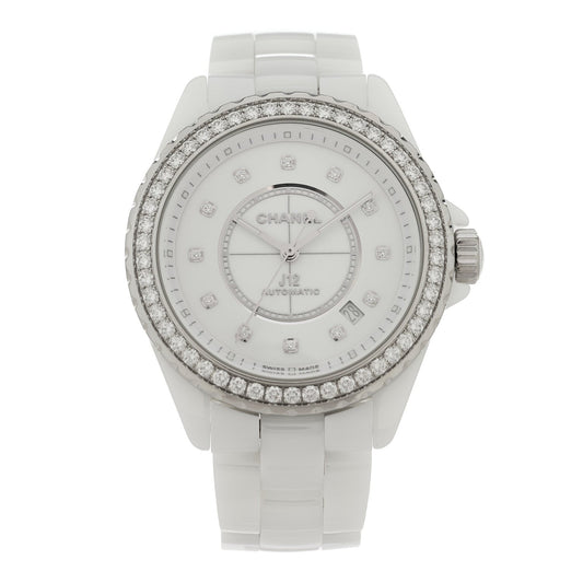 Stainless Steel Ceramic Diamond Bezel 38mm J12 Automatic Watch White