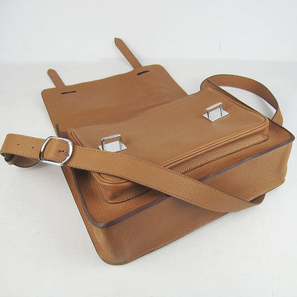 Luxury Hermes Steve Shoulder Bag Lambskin Coffee