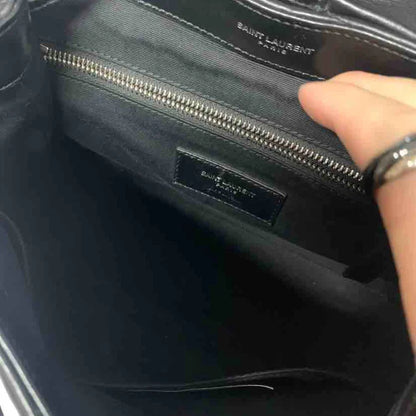 Ysl Calfskin Y Quilted Monogram Loulou Backpack Black Leather, Small
