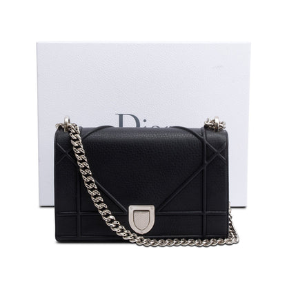 Christian Dior Black Calfskin Leather Medium Diorama Flap Bag