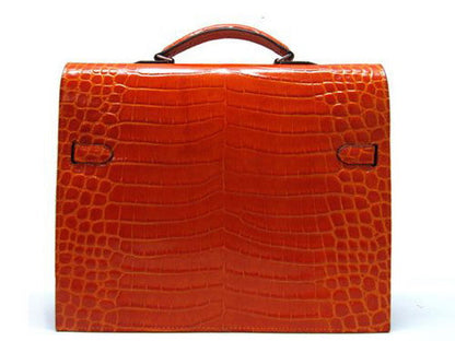 Luxury Hermes Briefcases Unisex Briefcase Orange Handbag