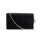 Christian Dior Black Cannage Satin Lady Dior Chain Pouch