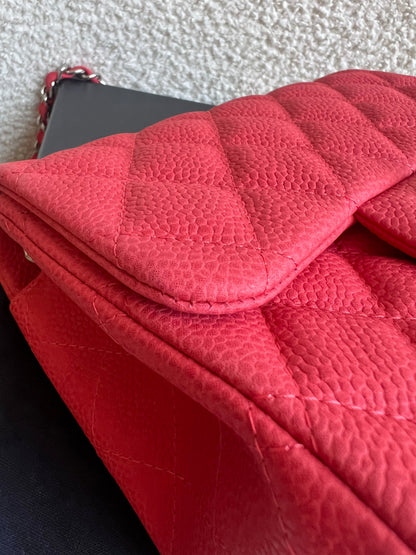 Chanel Square Mini Classic Flap in Coral Red Suede Caviar